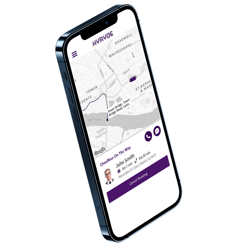 Iphone showing hyryde app